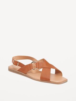 Faux-Leather Cross-Strap Buckled Sandals for Women | Old Navy (US)