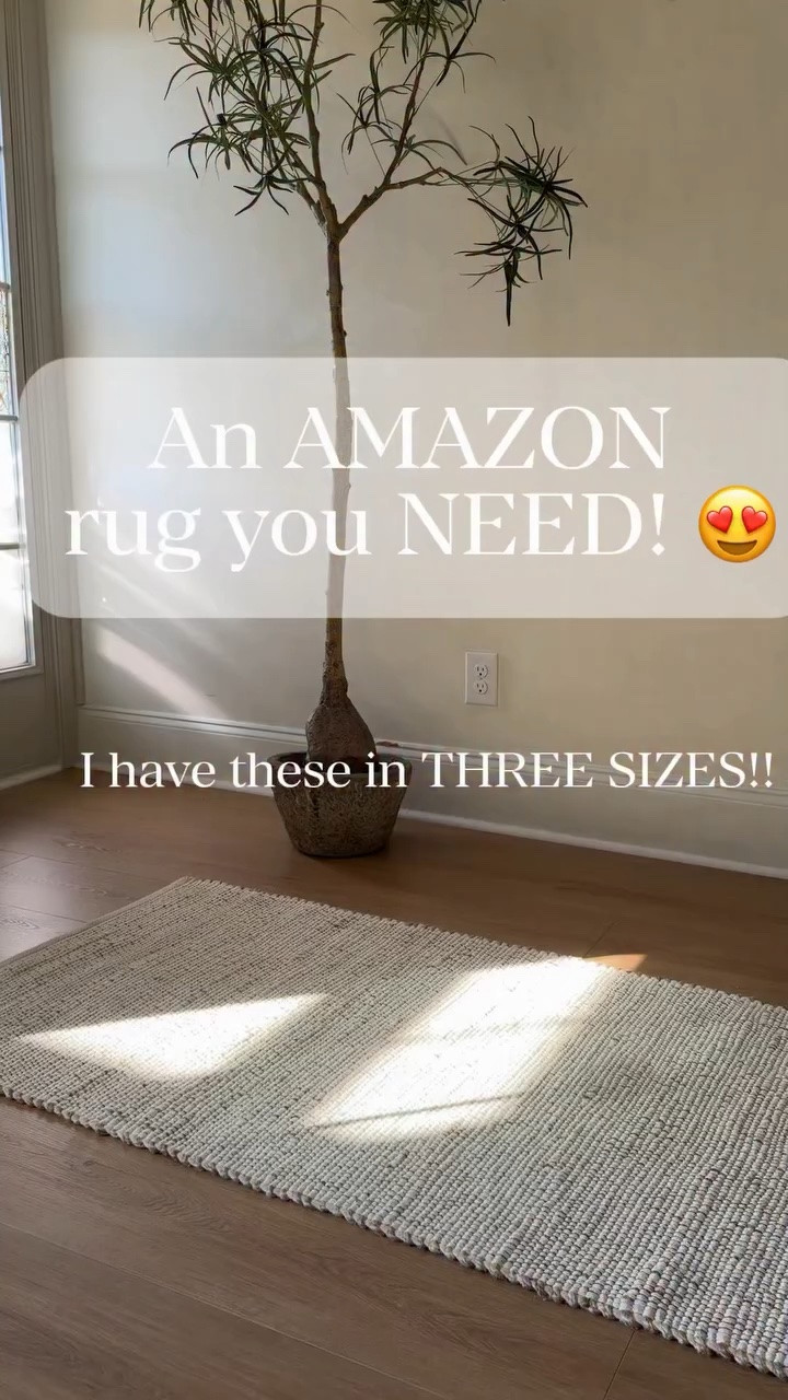 Love everything about this rug!!! Comment “RUG” for the 🔗 to this gorgeous neutral and extra soft rug!!🥰 love these all over the home as a runner or area rug! Neutral Amazon rugs that are WORTH IT! Follow my account and comment “RUG” to grab these!!😍😍 #neutralrugs #noshedjute #amazonrug #rugs