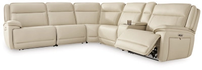 Double Deal 6-Piece Dual Power Leather Reclining Modular Sectional with Console | Ashley