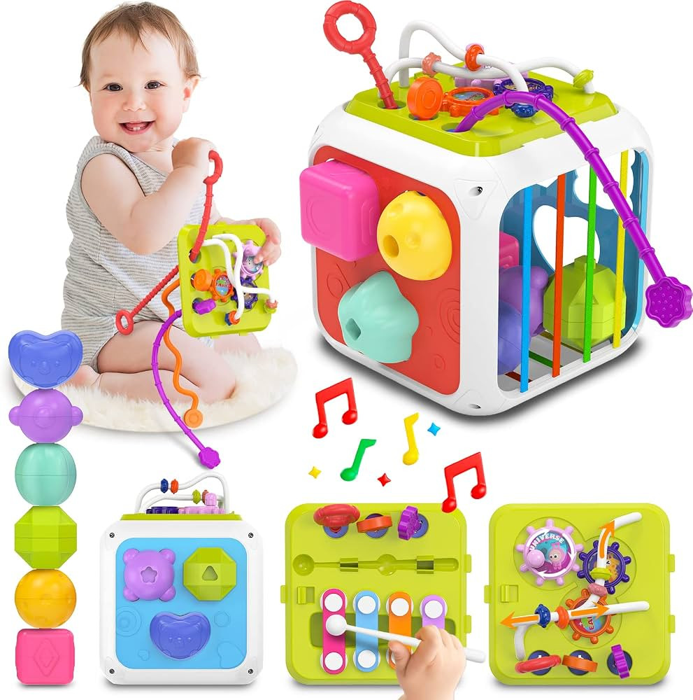 Montessori Toys for 1 Year Old Girls Boys, Baby Sorter Toys Learning Activity Cube, 1 Year Old Gi... | Amazon (US)