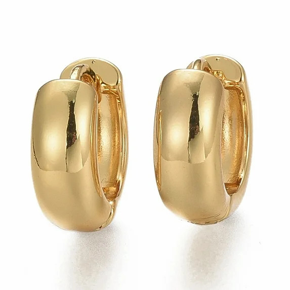 Brass Chunky Small Huggie Hoop Earrings for Women Hypoallergenic Hinged Hoop Earrings Real 18K go... | Walmart (US)