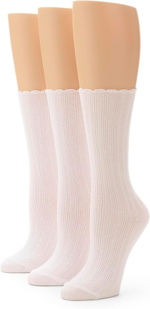 No Nonsense Women's Scallop Pointelle Crew Sock | Amazon (US)