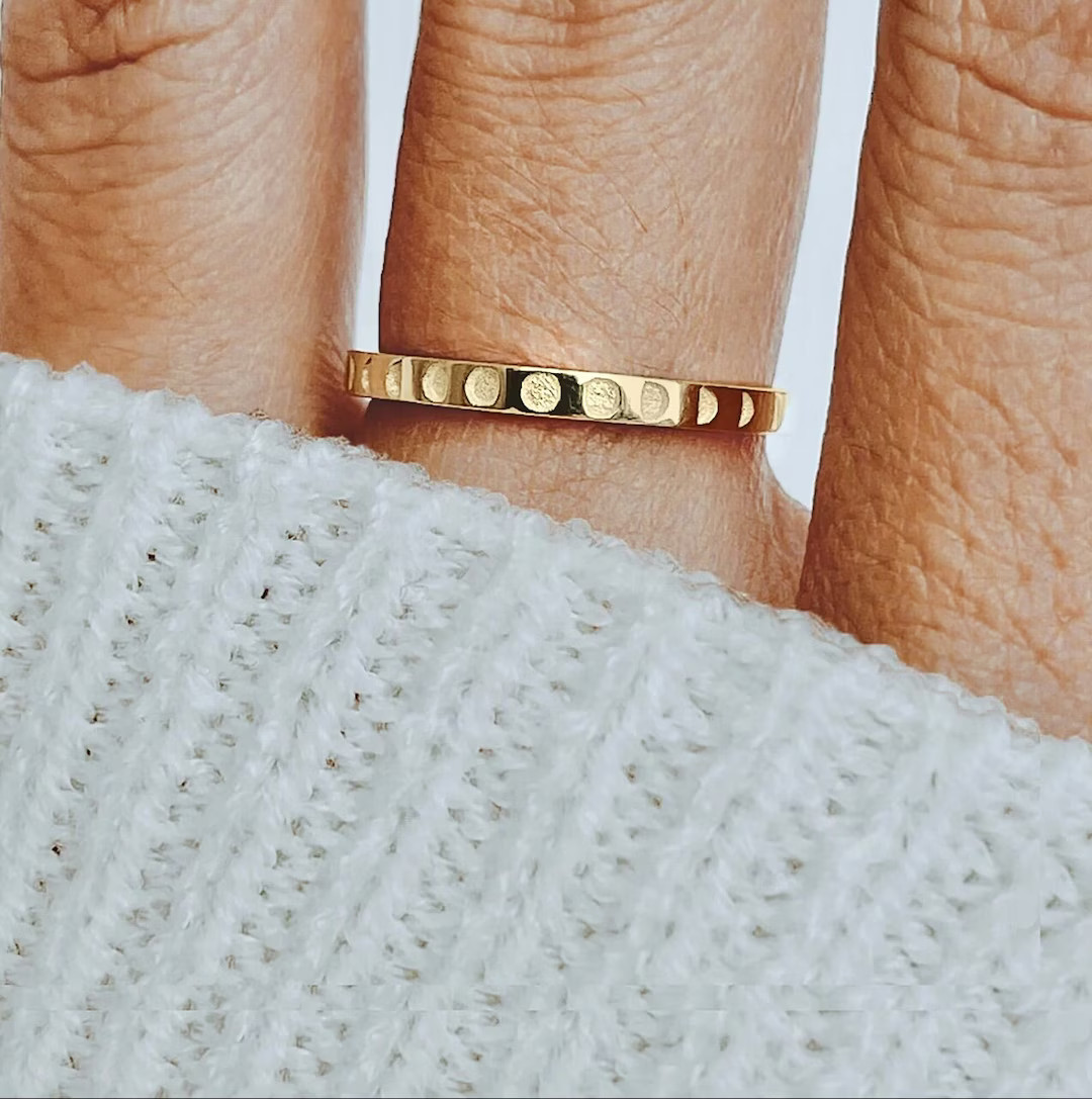 Moon Phase Ring Gold Thumb Ring Crescent Moon Ring Tiny Dainty Pinky Ring Witch Jewelry for Women... | Etsy (US)