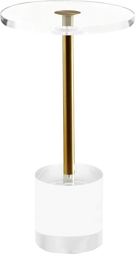 Clear Acrylic End Table,Side Table,Brushed Brass Metal,Round,for Office, Living Room and Bedroom,... | Amazon (US)