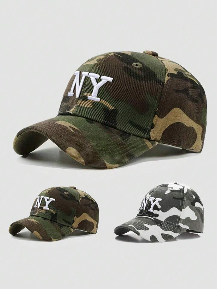 1pc Adjustable NY Embroidery Camo Baseball Cap, Outdoor Sun Protection Casual Hat For Spring/Autu... | SHEIN