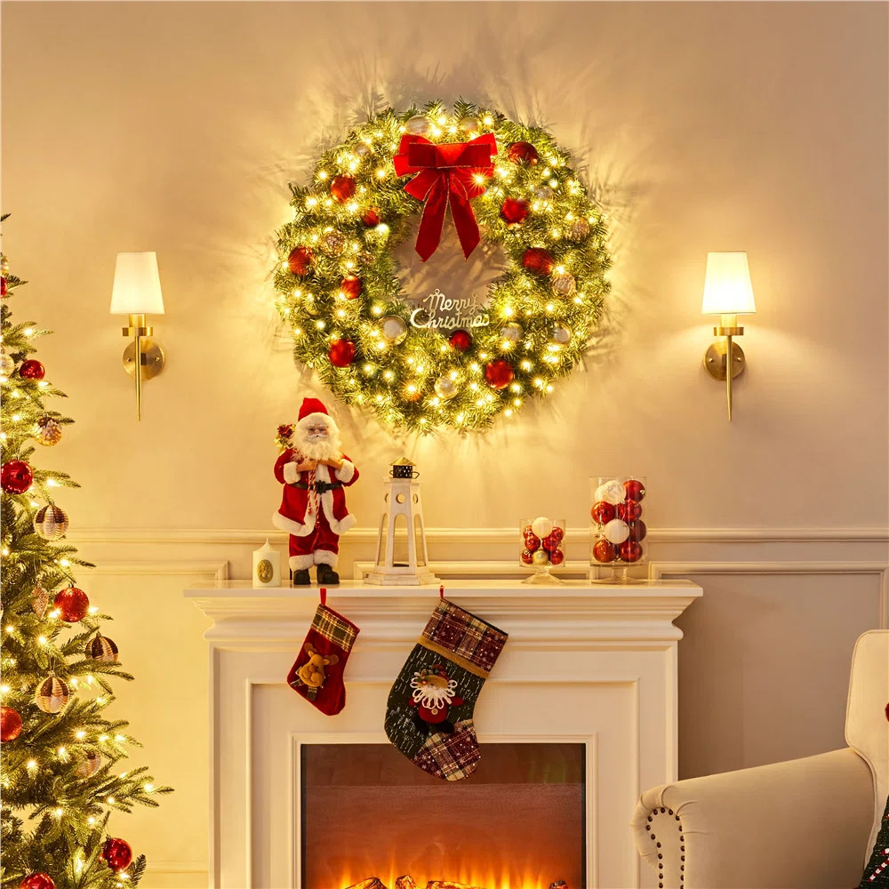 The Holiday Aisle® Heurlin Multi-sized Faux Lighted Wreath & Reviews | Wayfair | Wayfair North America