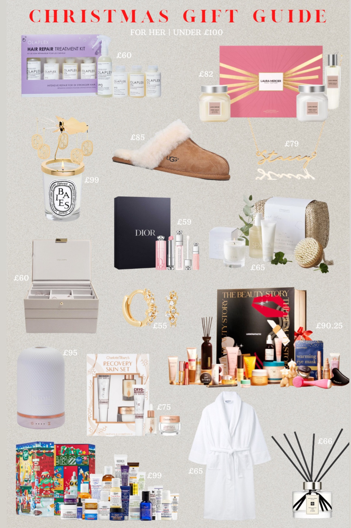 Gift guide for her | Under £100
Gifts for her from Ugg slippers, Laura nervier, abbot Lyon, Charlotte tilbury, The White Company + More!

#LTKHoliday #LTKunder100 #LTKSeasonal