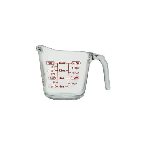 Anchor Hocking 2 Cup (16 Ounce Capacity) Glass Measuring Cup, Clear Glass with Red Lettering | Walmart (US)