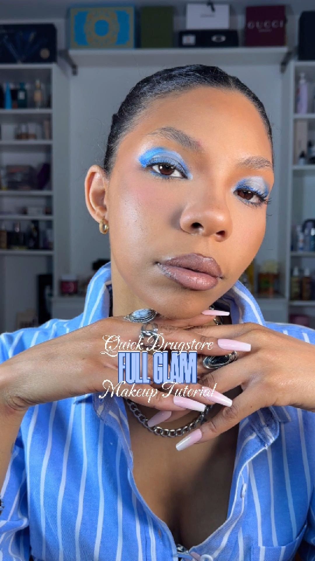 Quick Drugstore Full Glam Makeup Tutorial #makeup #wintermakeup #blue

#LTKBeauty