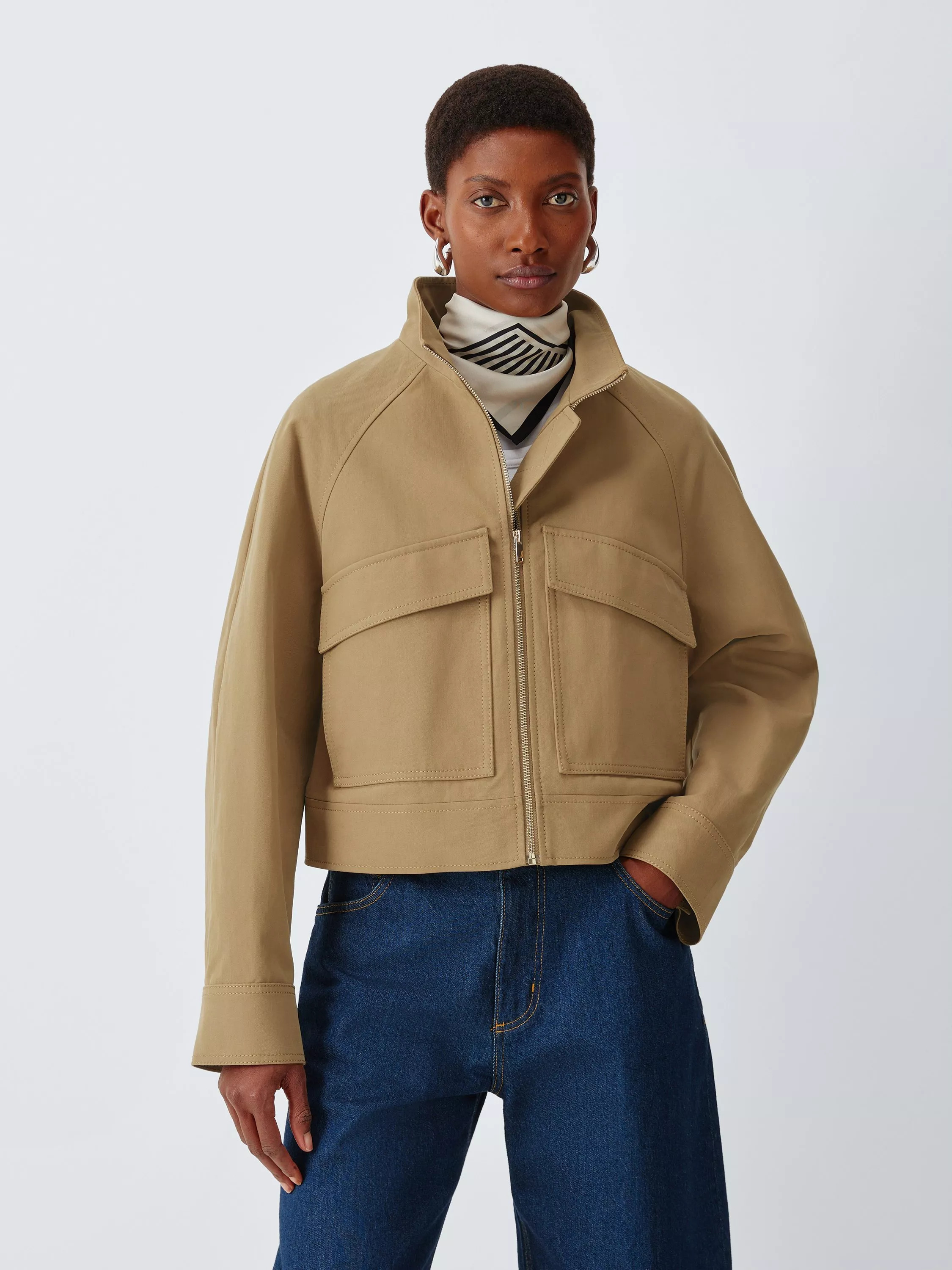 John Lewis Zip Through Utility Jacket, Natural | John Lewis (UK)