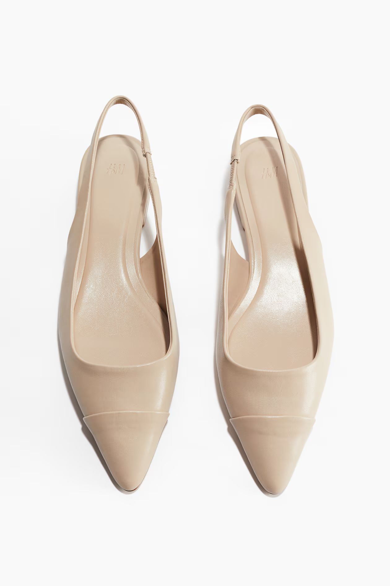 Pointed slingbacks - No heel - Light beige - Ladies | H&M GB | H&M (UK, MY, IN, SG, PH, TW, HK)