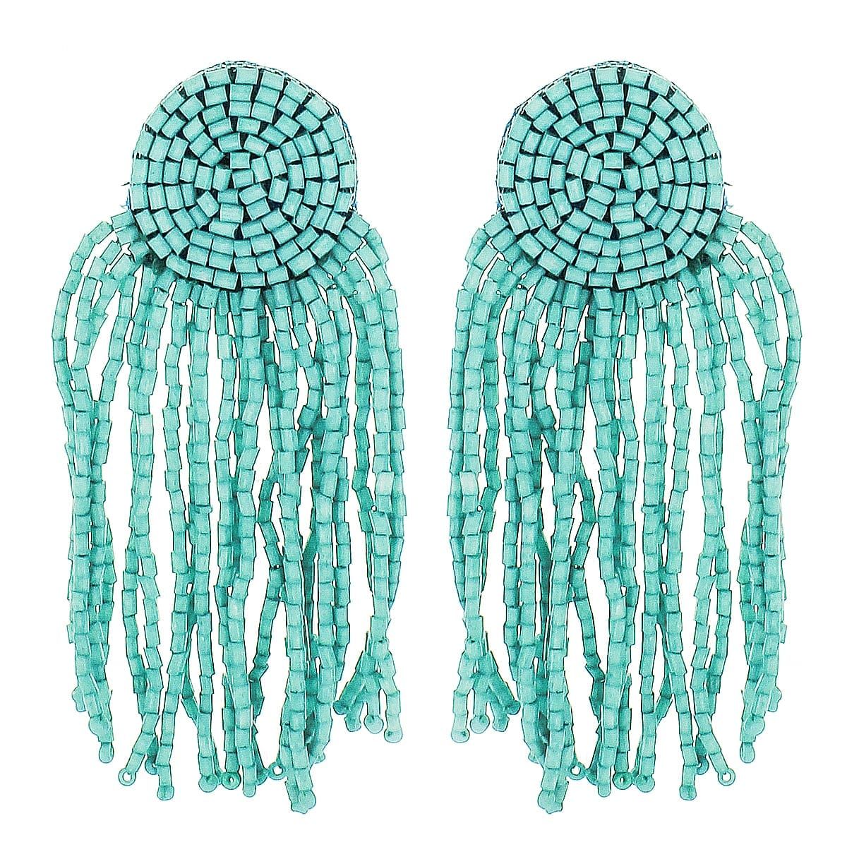 Turquoise Beaded Fringe Earrings - Panacea Jewelry | Panacea