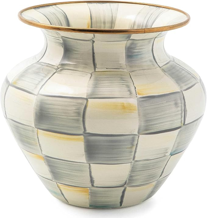 MACKENZIE-CHILDS Large Enamel Vase, Unique Flower-Vase Decor for Living Room, Gray-and-White Ster... | Amazon (US)