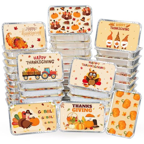40 Fall Thanksgiving Leftover Containers with Lids, Thanksgiving to Go Food Containers Tin Foil Aluminum Thanksgiving Cookie Treat Containers for Friendsgiving Party Thanksgiving Table Decorations | Amazon (US)