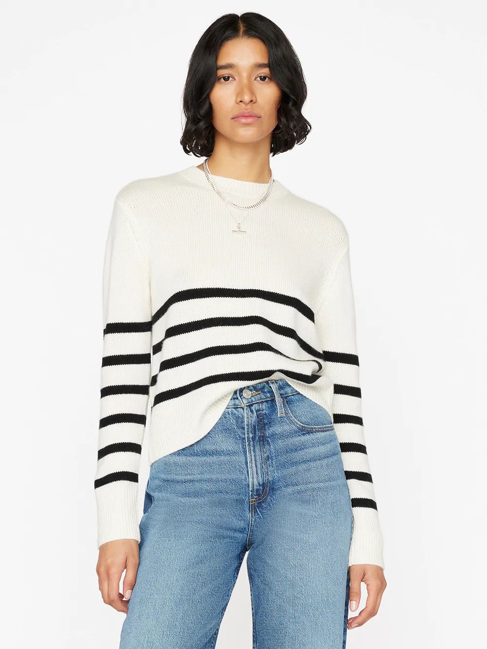 Clean Crewneck Sweater -- Off White Multi | Frame Denim