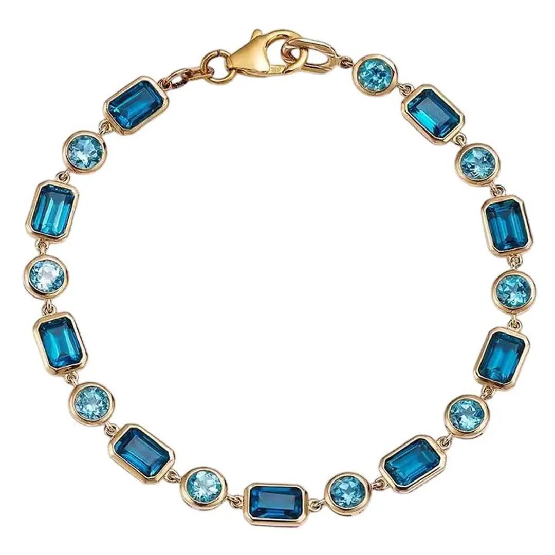 London blue swiss blue topaz tennis bracelet – 925 sterling silver baguette cut bridal jewelry | Etsy (US)