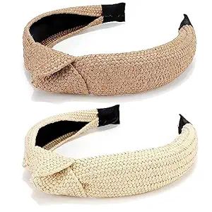 2Pcs Knotted Headbands for Women Straw Knotted Headband Woven Headbands for Women Top Knotted Hea... | Amazon (US)