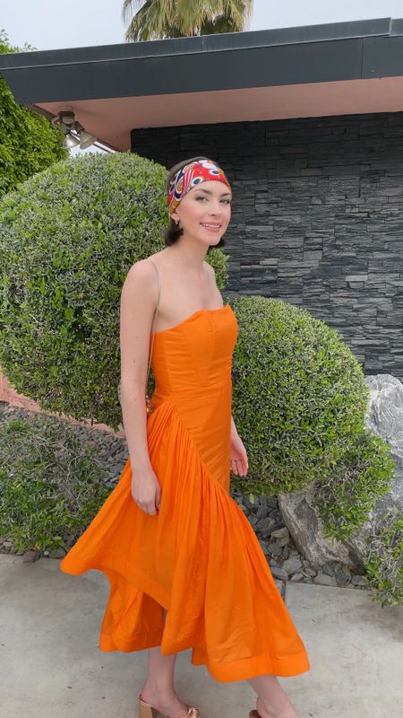 Orange asymmetrical dress, perfect for summer wedding guests. 

#LTKSeasonal