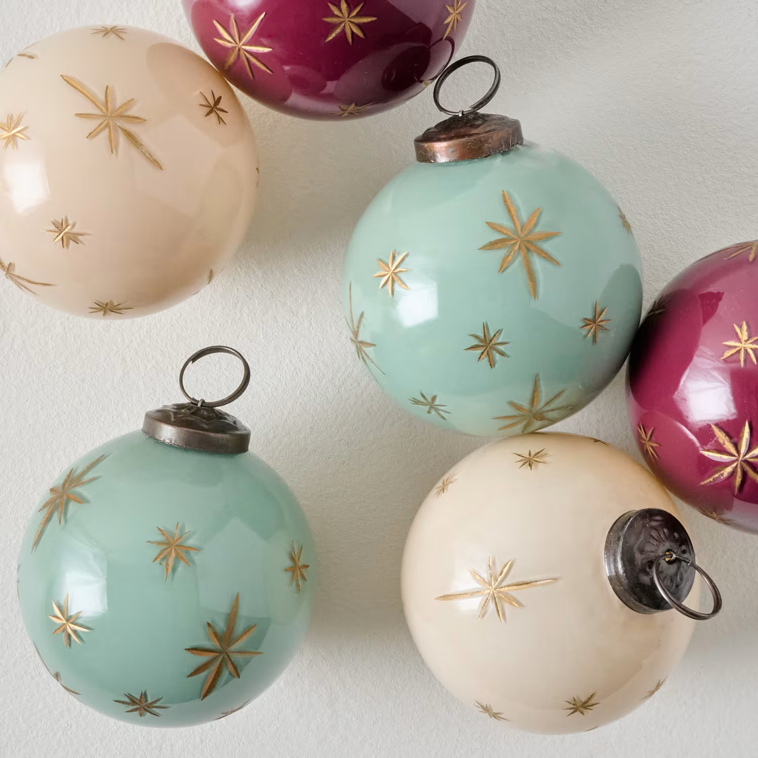 Gold Etched Star Ornament Set of 6 | Magnolia