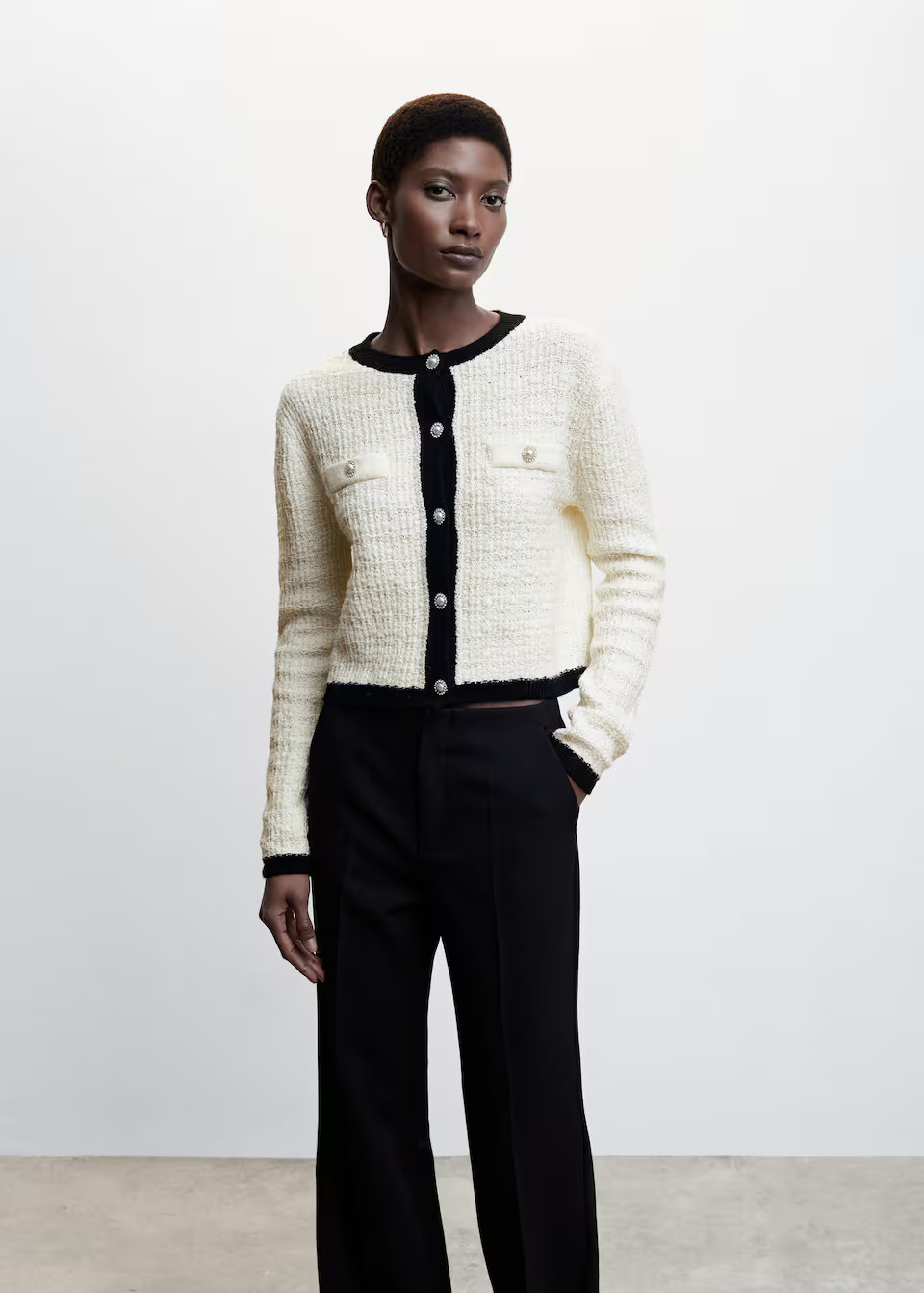 Pocket tweed cardigan | MANGO (US)