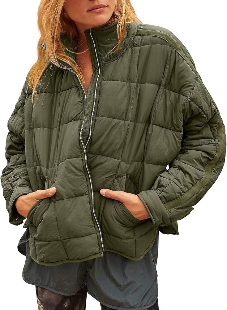 Aiopr Women's Lightweight Down Coat Long Sleeve Zip Packable Short Puffer Jackets | Amazon (US)