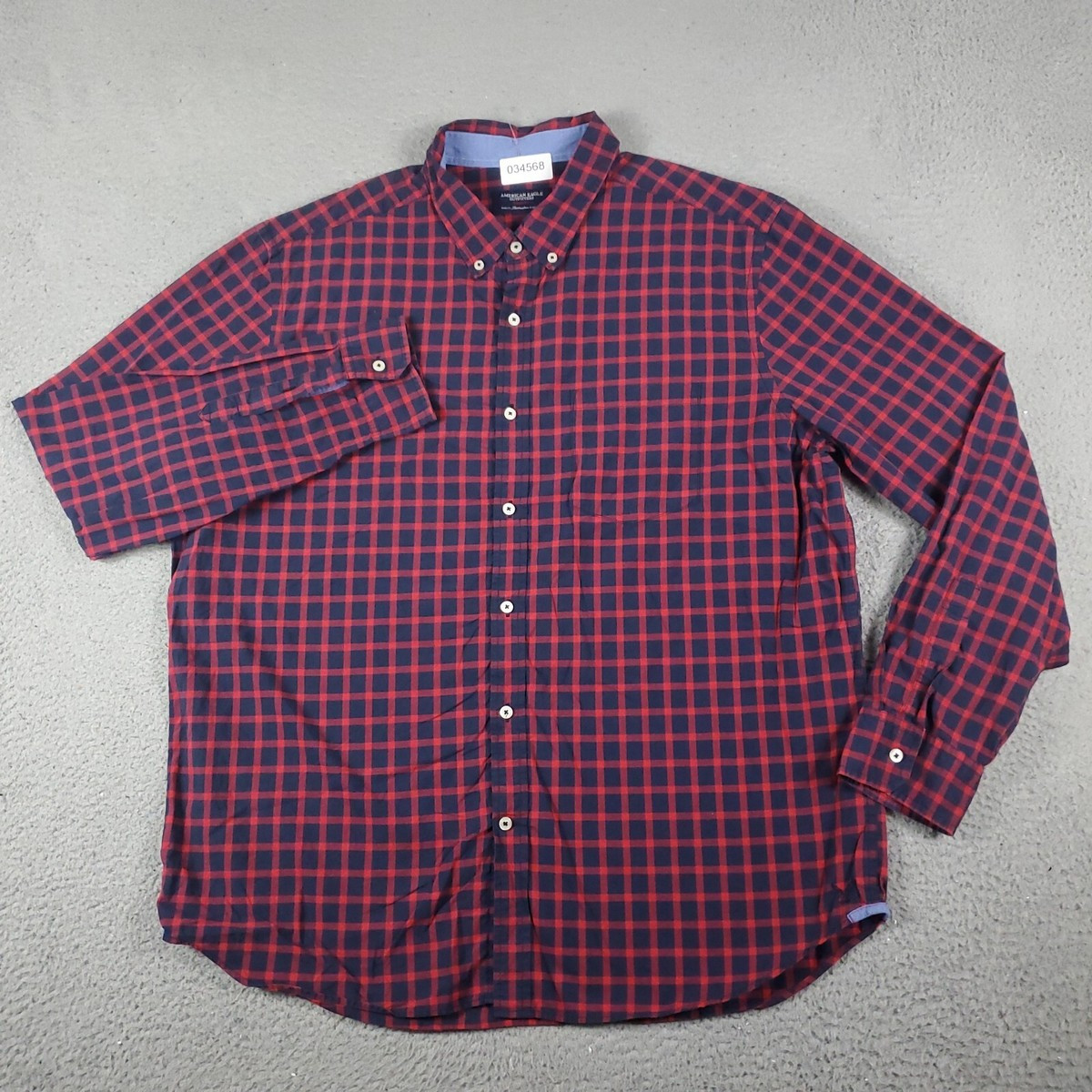 American Eagle Shirt Mens 2XL Red Blue Check Casual Button Up Long Sleeve | eBay | eBay US