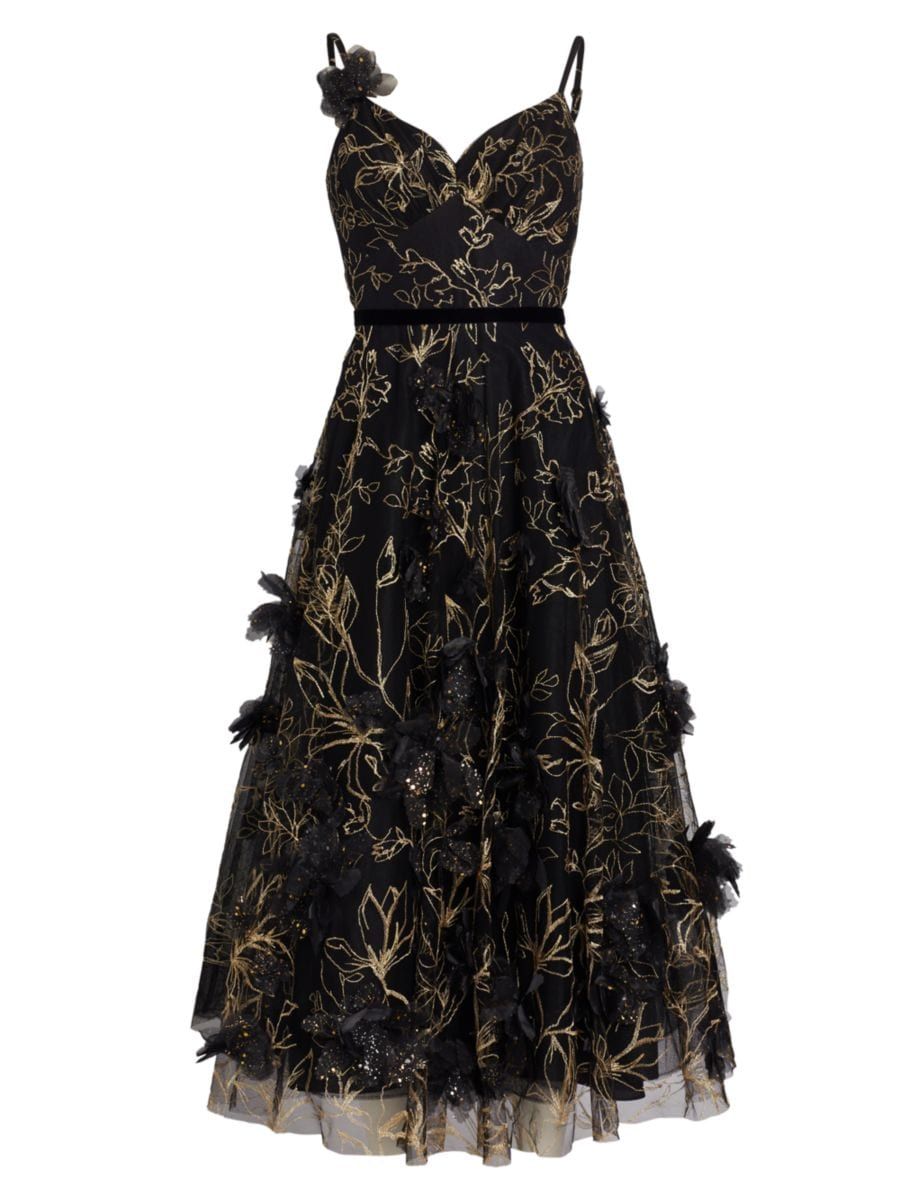 Marchesa Notte Embellished Tulle Fit-&amp;-Flare Dress | Saks Fifth Avenue
