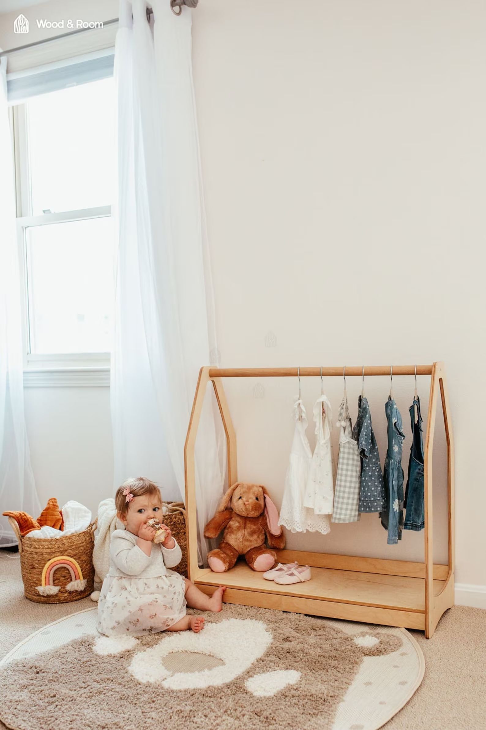 Montessori Clothing Rack With Shelf Toddler Furniture - Etsy | Etsy (US)