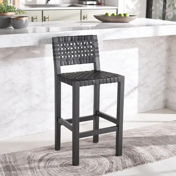 SAFAVIEH Sorrento Black Wood 27-inch Seat Height Counter Stool (Fully Assembled) - 18Wx18Dx38H - ... | Bed Bath & Beyond