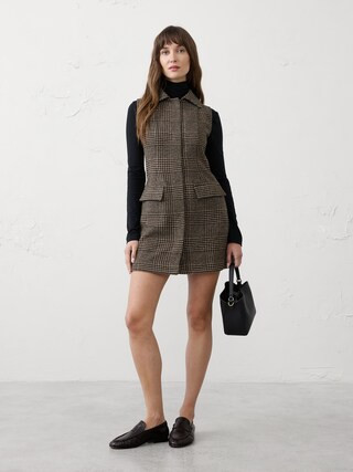 POCKETED PLAID MINI DRESS | Banana Republic Factory