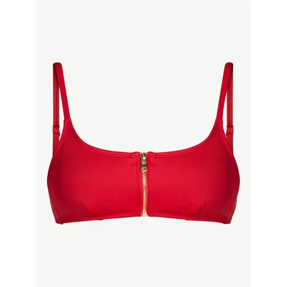 Time and Tru Women's and Women's Plus Size Compression Zipper Bikini Top, Sizes XS-3X | Walmart (US)
