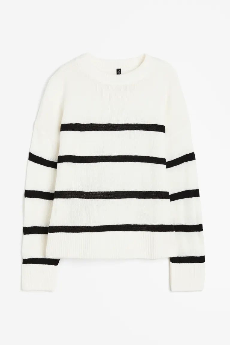 Jacquard-knit Sweater - Cream/striped - Ladies | H&M US | H&M (US)