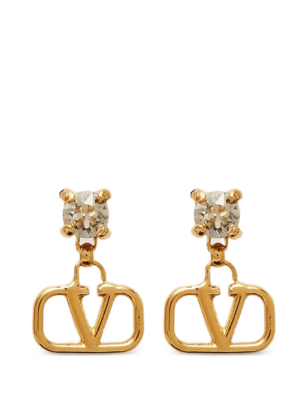Valentino Garavani VLogo signature crystal-embellished earrings - Gold | Farfetch Global