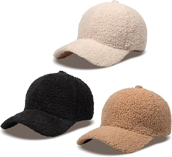 Women's Winter Baseball Cap Adjustable Solid Color Lamb Wool Warm Baseball Cap Unisex Unconstruct... | Amazon (US)