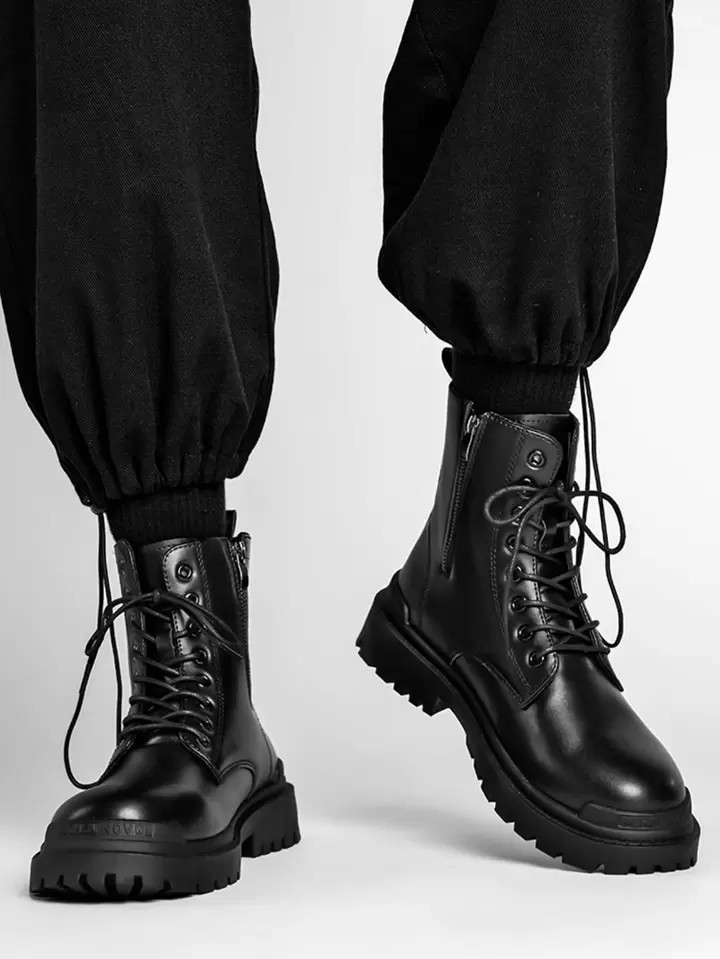 Men Side Zip Lace-up Front Combat Boots4.87(500+) | SHEIN