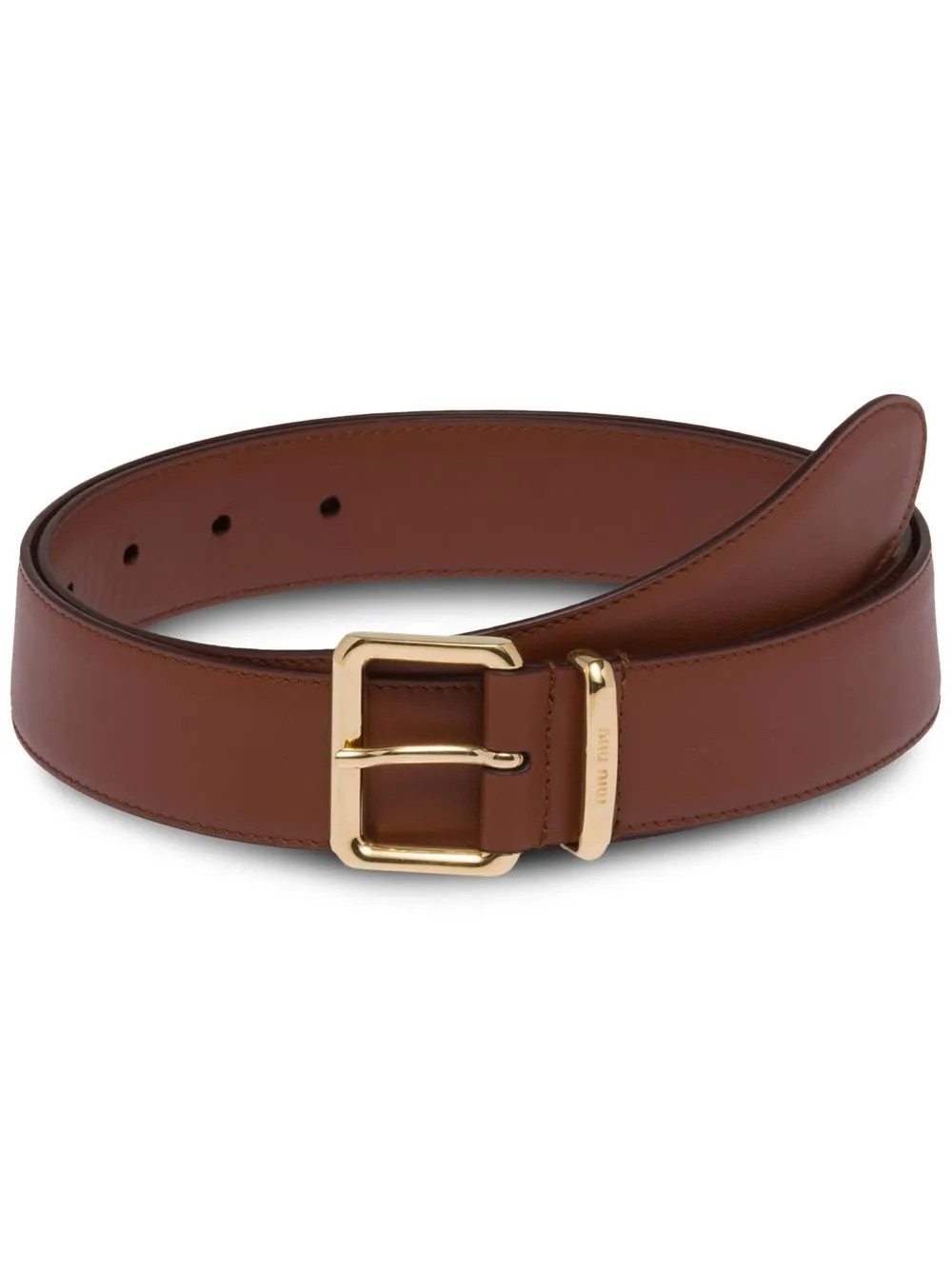 Miu Miu Logo Buckle Belt  | Brown | FARFETCH AU | Farfetch Global
