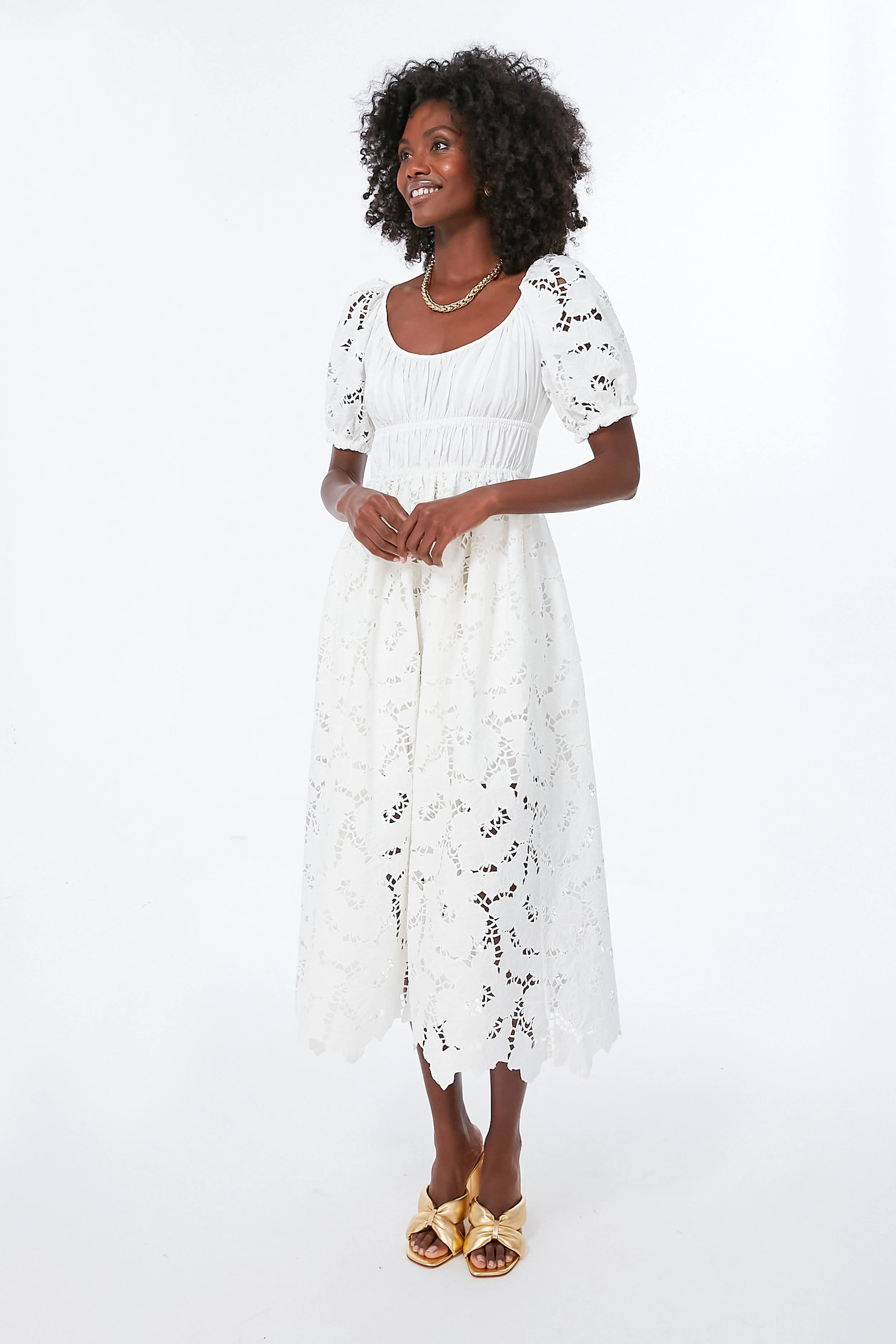 White Cotton Lace Midi Dress | Tuckernuck (US)