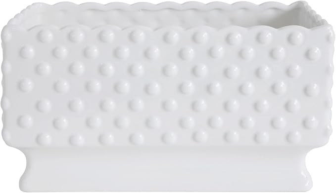 Creative Co-Op Cottagecore Ceramic Hobnail Planter with Scalloped Edge, White | Amazon (US)