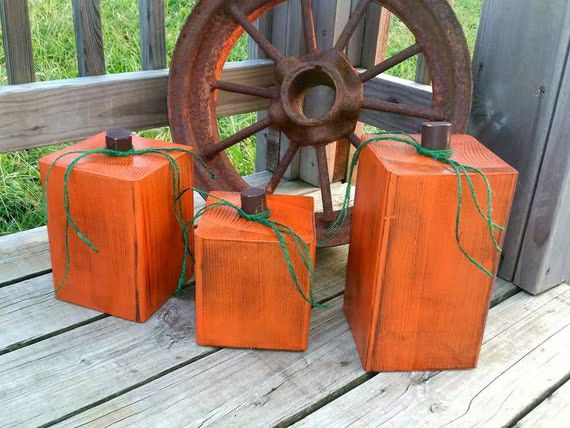 Large Wooden Pumpkins - Set of Rustic Pumpkins Decor - Front Porch Fall Decor - Pumpkin Blocks - Hal | Etsy EU