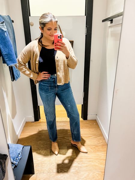 Express jeans try on! All jeans only $45!! I’m wearing a size 6 in the straight leg high rise jeans. Fit tts. Super soft denim. 

#LTKunder50 #LTKsalealert