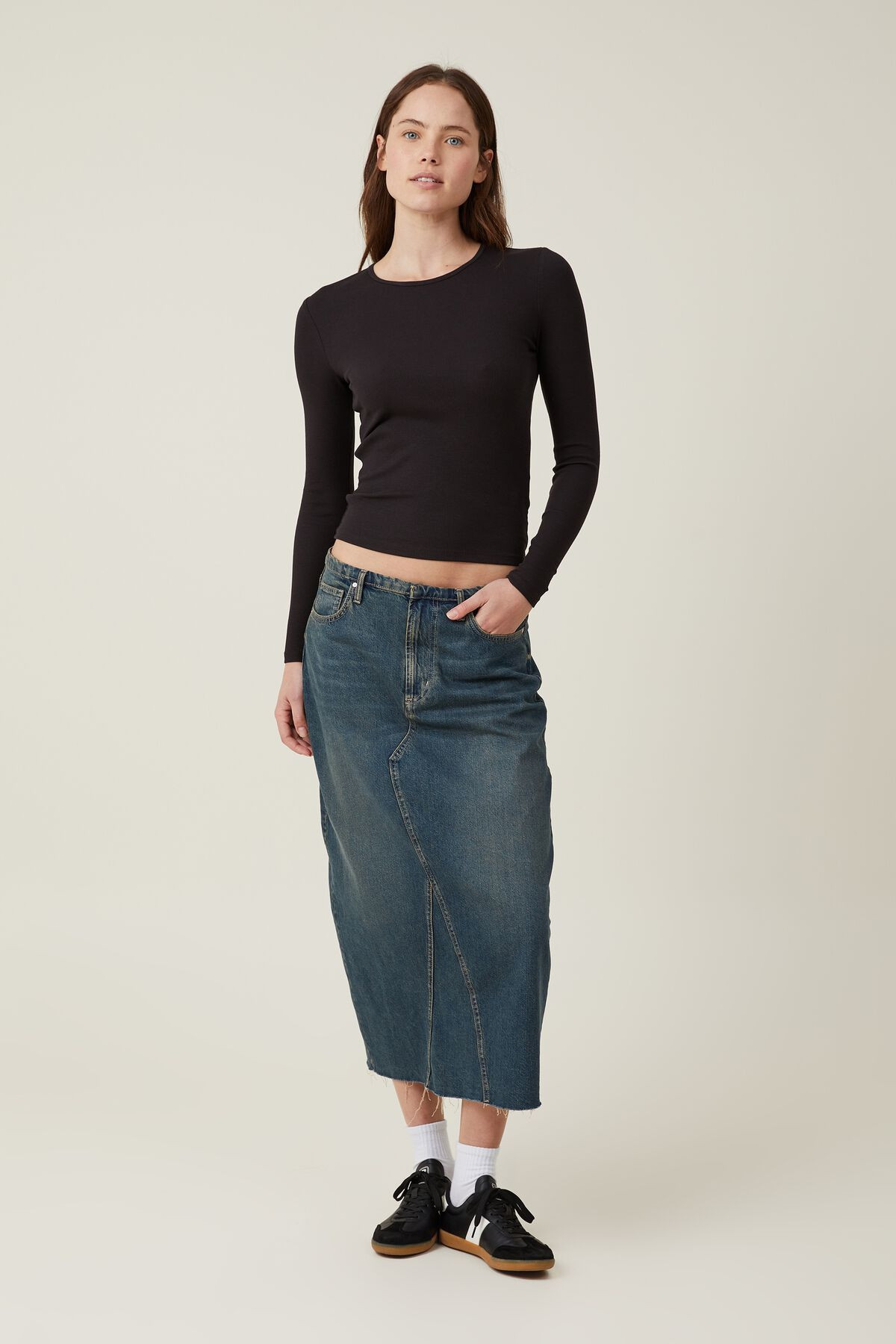 The One Organic Rib Crew Long Sleeve Top | Cotton On (US)