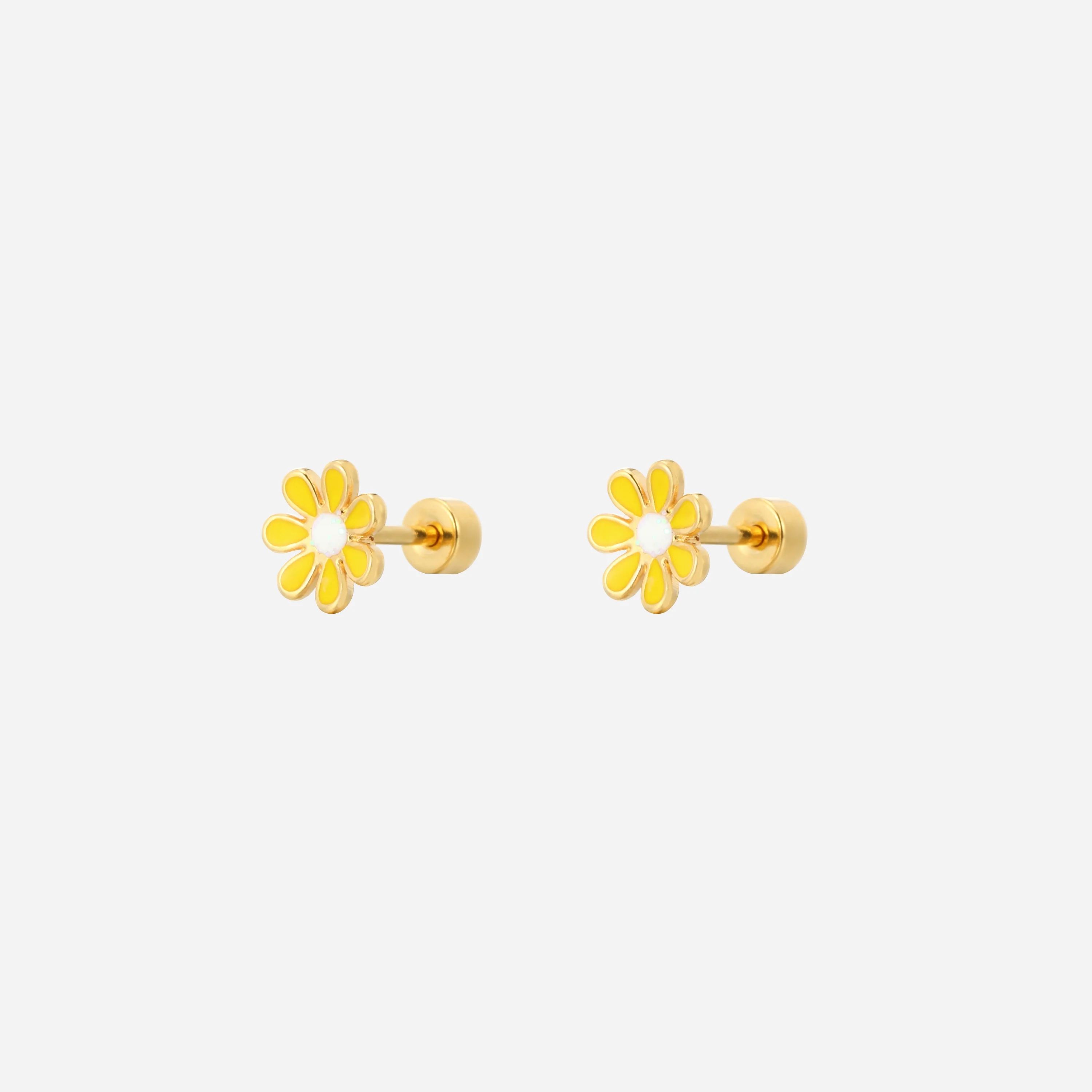 Yellow Enamel Daisy Studs | Victoria Emerson