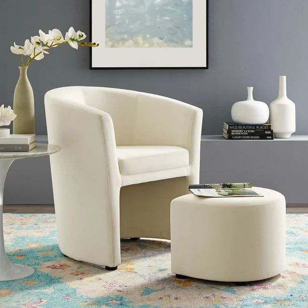 Modway Divulge Chair & Ottoman Sets, Ivory - Walmart.com | Walmart (US)