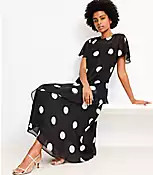 Dotted Flounce Maxi Dress | LOFT