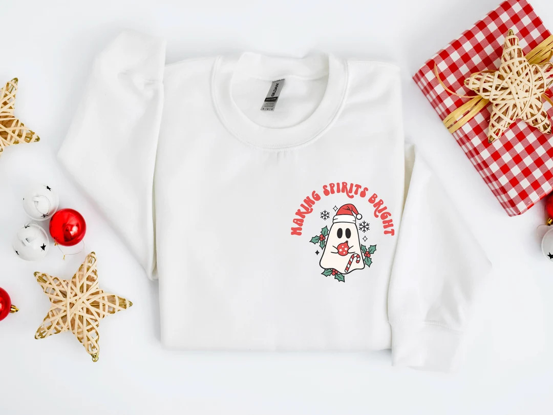 Making Spirits Bright Christmas Crewneck Sweatshirt Spooky - Etsy | Etsy (US)