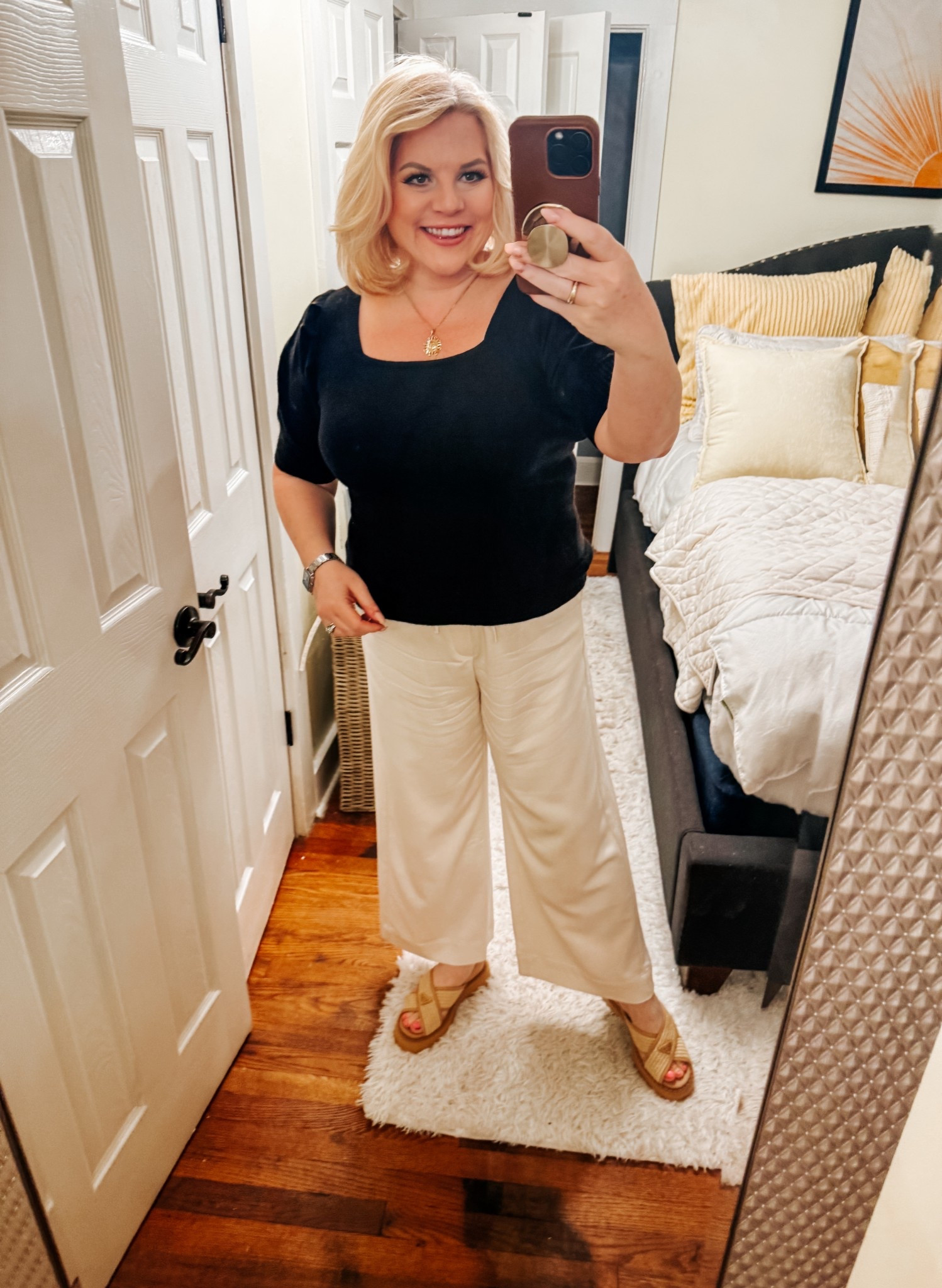 Casual Friday/Transation into spring outfit.
These pull-on pants are so comfortable, they might as well be pajamas. I now want them in every color!

Work outfit, spring outfit, Aritzia, Prada, Amazon

#LTKdayinmylife #LTKootd #LTKOver40