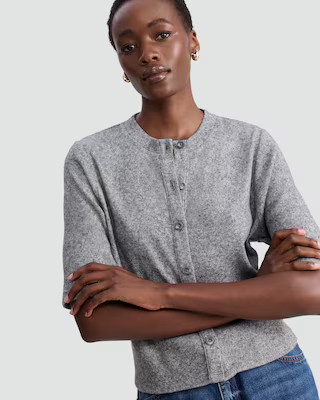 F&F Button Front 3/4 Sleeved Cardigan in Grey Marl | Tesco F&F