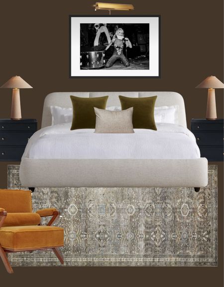 Most bedroom, masculin, bed, nightstand, lamp. Vintage rug, accent chair 

#LTKMostLoved #LTKhome #LTKstyletip