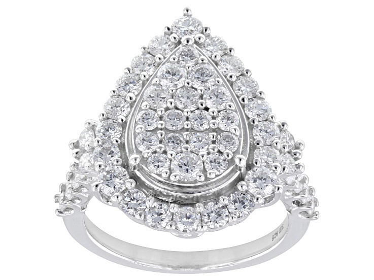 White Lab-Grown Diamond H VS-SI Rhodium Over Sterling Silver Cluster Ring 2.00ctw - LGA503 | JTV Jewelry