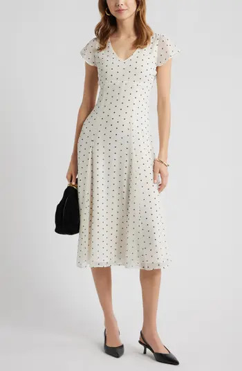 Open Edit Short Sleeve Godet Pleat Dress | Nordstrom | Nordstrom